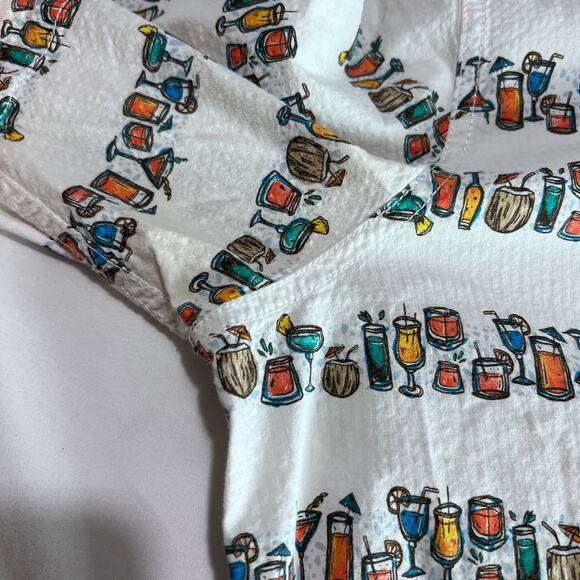 Tommy Bahama Button Shirt L Cocktail Print Short Sleeve Casual Beachwear Summer - Picture 8 of 13
